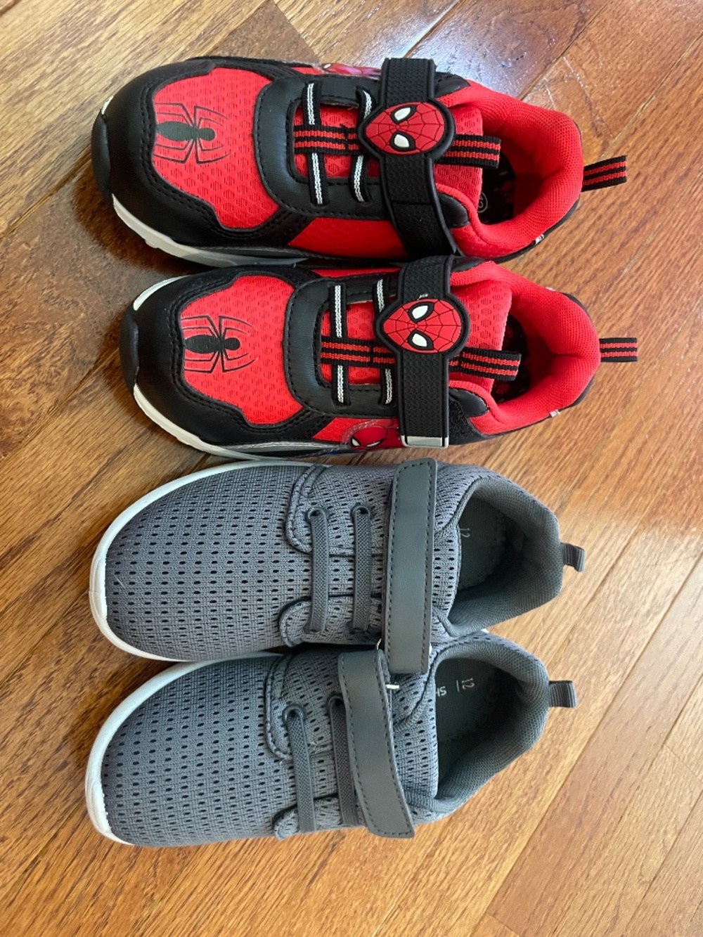 Spider‑Man & Gray Sneakers Bundle — Kids Size 12